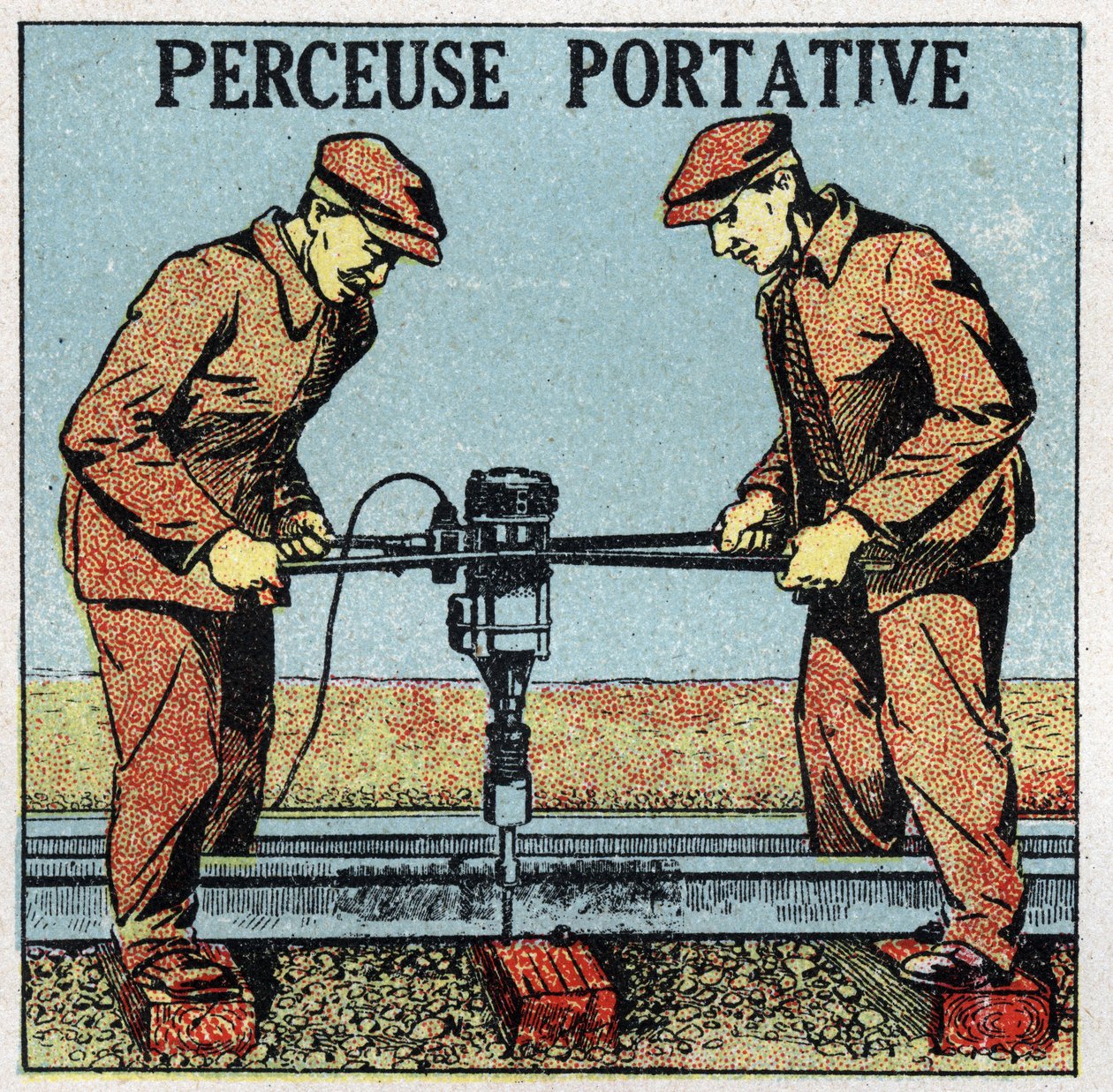 Narzędzia elektryczne: wiertarka przenośna. Anonimowa ilustracja z 1925 r. Ze zbiorów prywatnych. autorstwa Anonymous Anonymous
