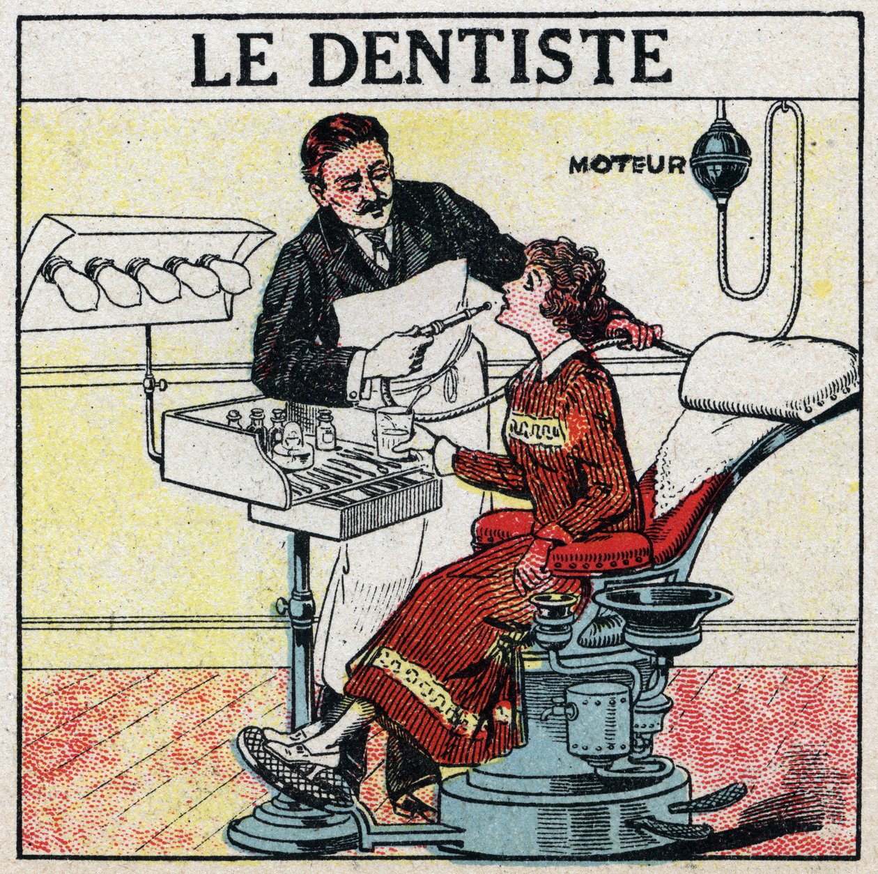 Narzędzia elektryczne: dentysta. Anonimowa ilustracja z 1925 r. Ze zbiorów prywatnych. autorstwa Anonymous Anonymous