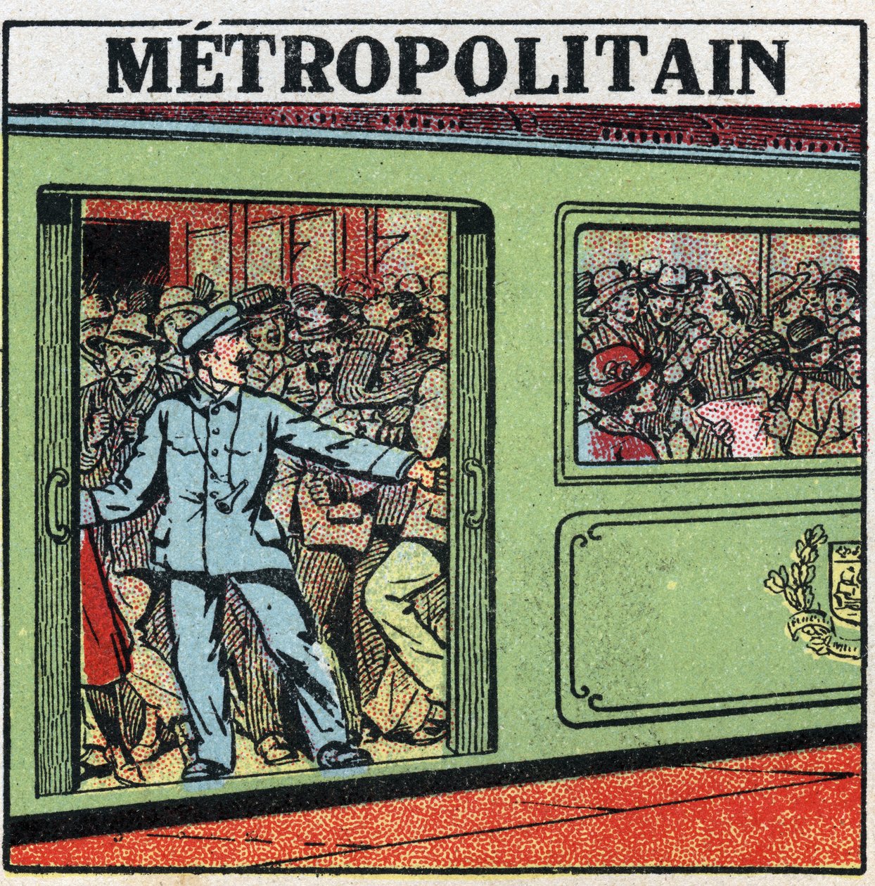 Tramwaje elektryczne: pasażerowie gromadzą się w Metropolitain w Paryżu. Anonimowa ilustracja z 1925 r. Ze zbiorów prywatnych. autorstwa Anonymous Anonymous