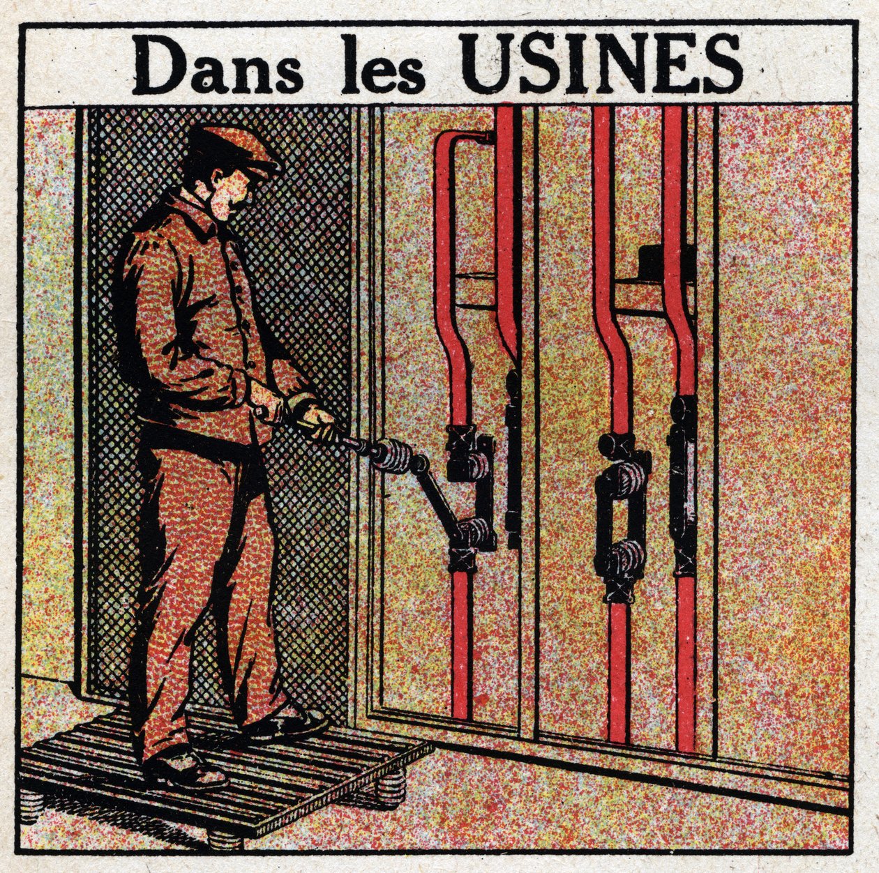Rury elektryczne: rurociągi w zakładach. Anonimowa ilustracja z 1925 r. Ze zbiorów prywatnych. autorstwa Anonymous Anonymous
