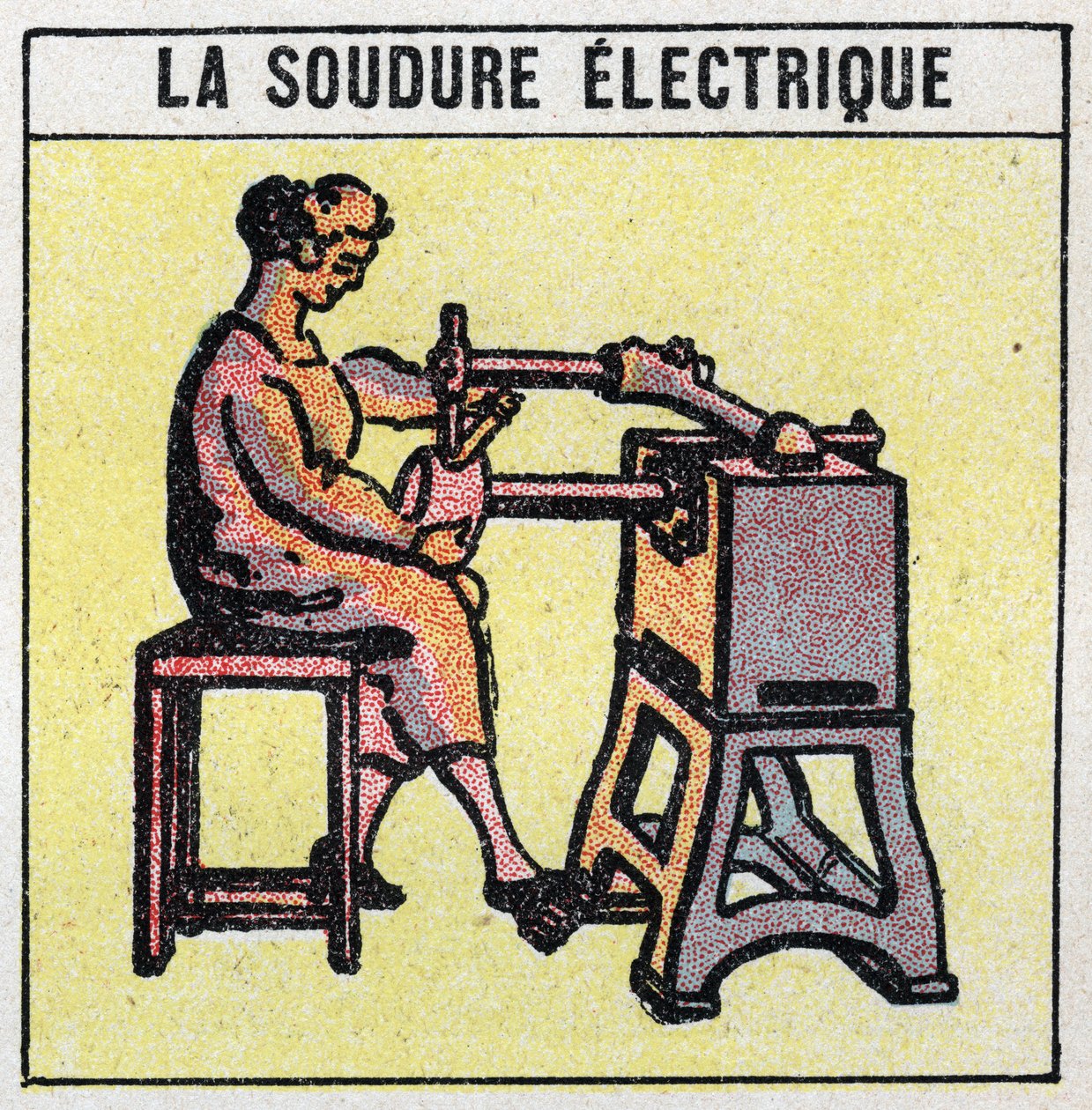 Narzędzia elektryczne: spawanie elektryczne. Anonimowa ilustracja z 1925 r. Ze zbiorów prywatnych. autorstwa Anonymous Anonymous