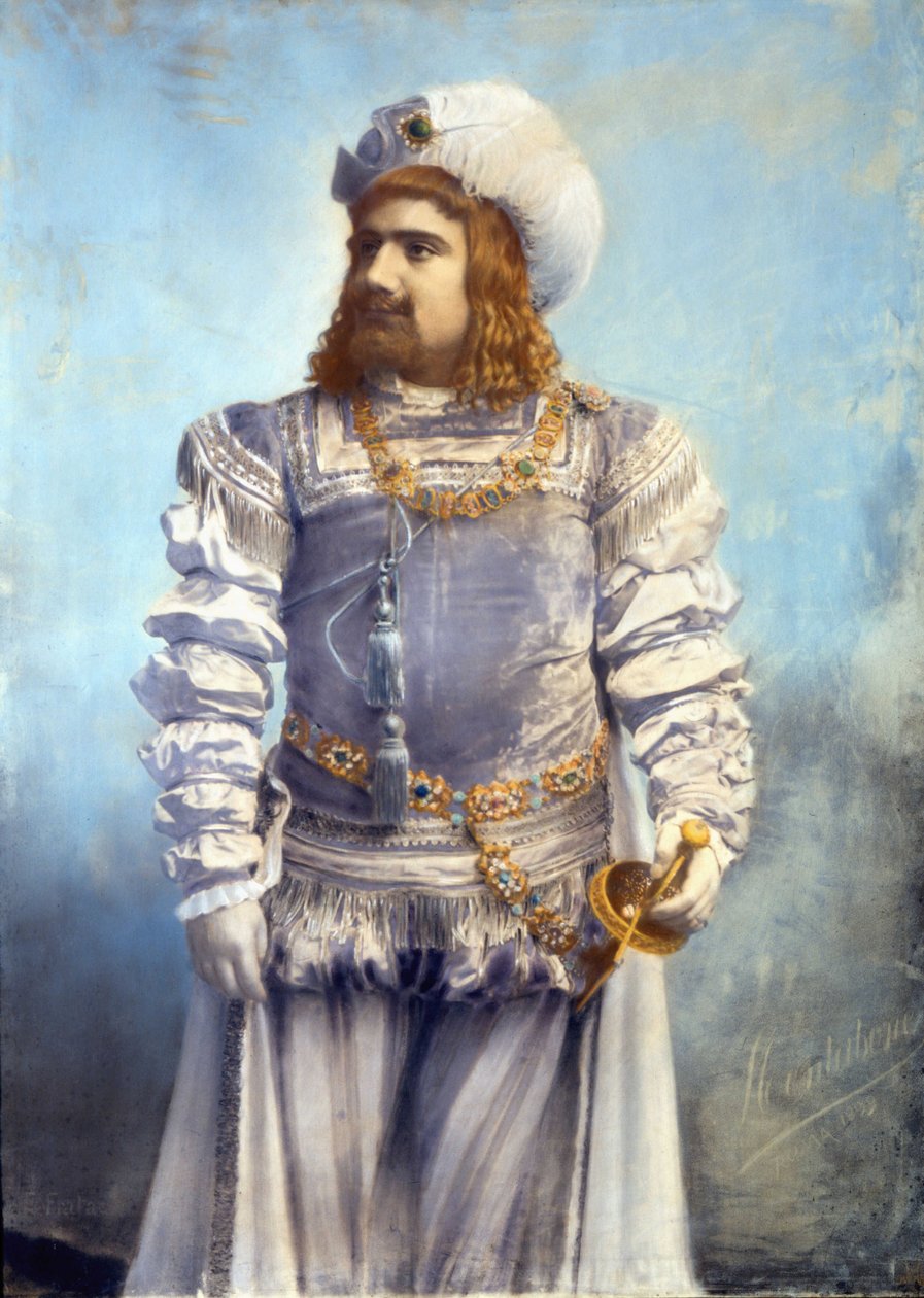 Enrico Caruso (1873-1921), włoski tenor w roli Fausta w Mefistofele (Mefistofeles (Mefisto) Arrigo (lub Enrico) Boito Ręcznie kolorowane fot. Rzym autorstwa Anonymous Anonymous