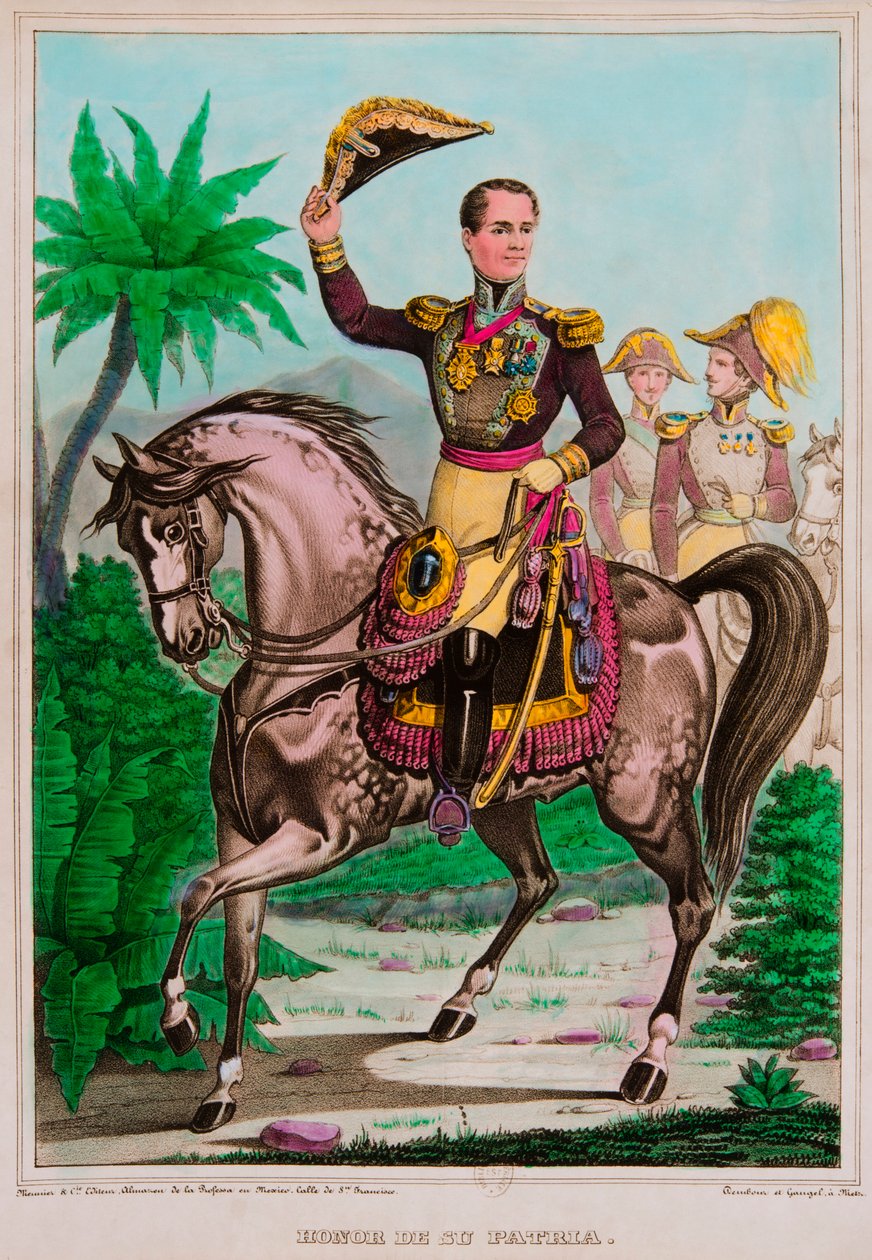 Portret konny Antonio Lopeza de Santa Anna (1794-1876) Prezydenta Meksyku, kolekcja Privee autorstwa Anonymous Anonymous