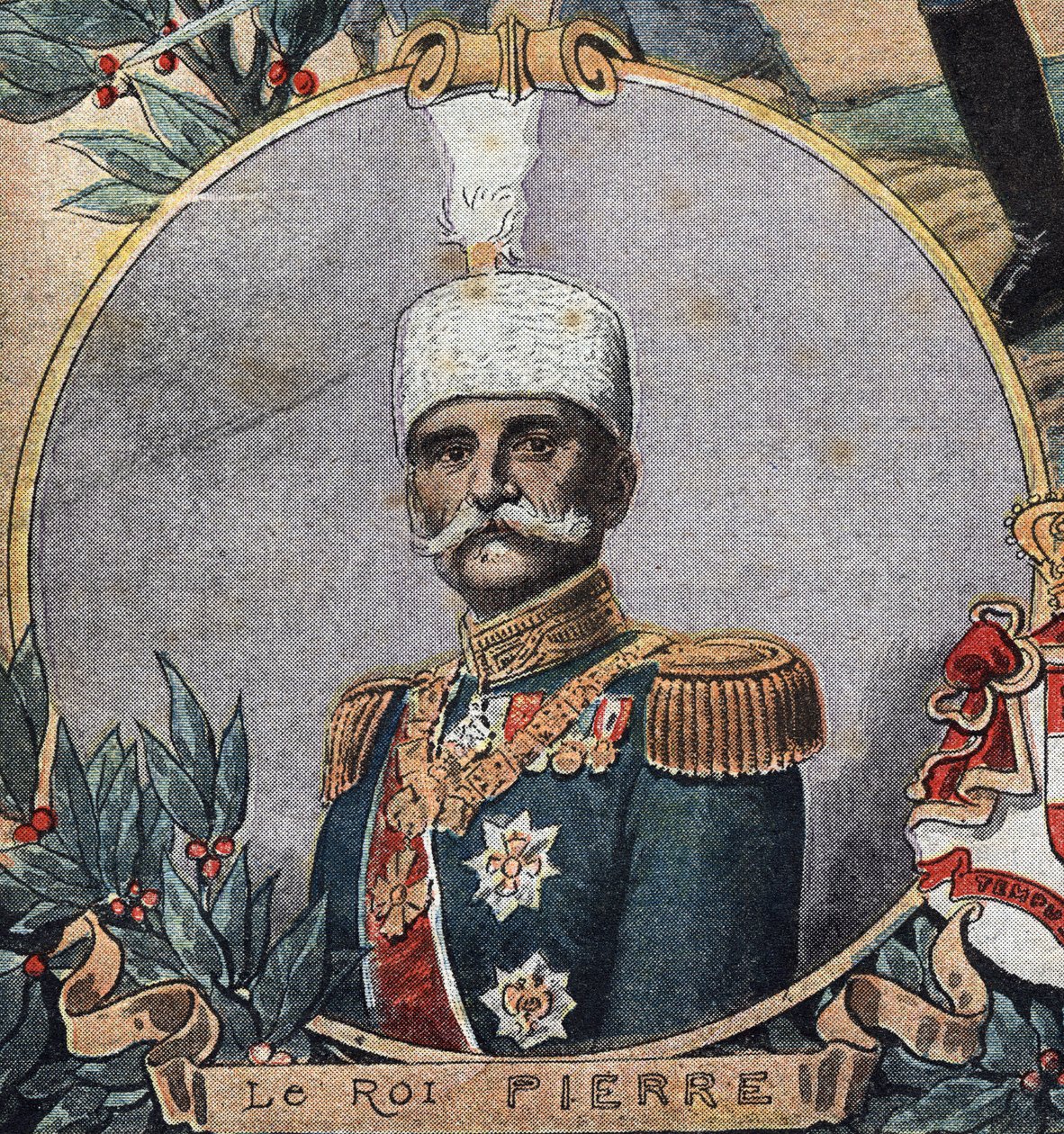Pierwsza wojna światowa 1914-1918 (14-18): Portret Piotra I Serbii (Peter Karadordevic lub Karageorgevich autorstwa Anonymous Anonymous