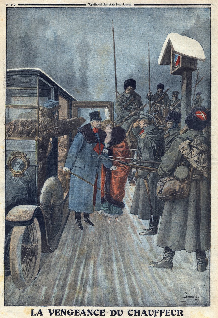 I wojna światowa 1914-1918 (wojna 14-18). Denonce przez swojego kierowcę, który chciał pomścić swoje maltretowanie, austriacki generał Skarbonowicz zostaje wzięty do niewoli w obozie rosyjskim. W „” Le Petite Journal”, 20.02.1916. Prywatna kolekcja autorstwa Anonymous Anonymous