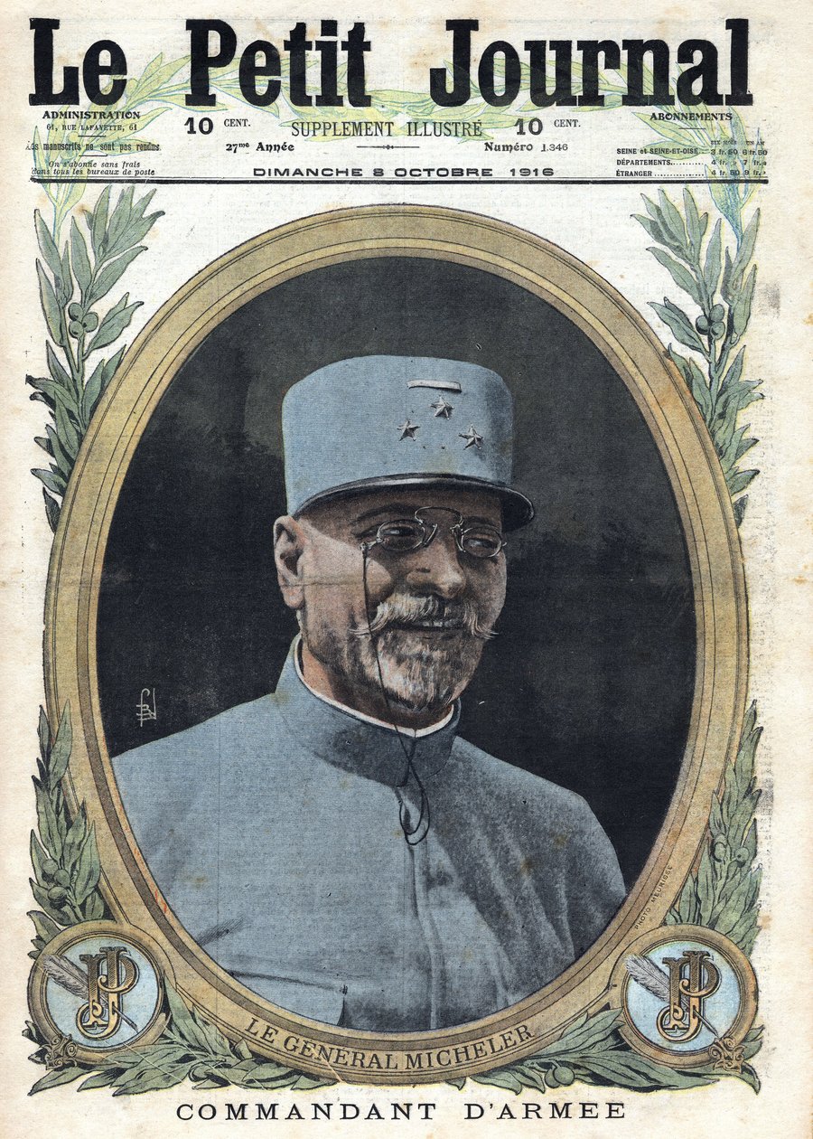 I wojna światowa 1914-1918 (wojna 14-18). Portret generała Josepha Alfreda Michelera (1861-1931) w „Le Petit Journal”, 8.10.1916 autorstwa Anonymous Anonymous