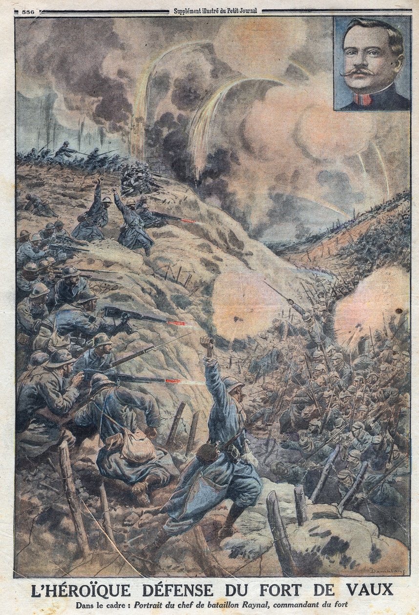I wojna światowa 1914-1918 (wojna 14-18). Bohaterska obrona Fort de Vaux z jej dowódcą batalionu Sylvain Eugene Raynal (1867-1939). W „” Le Petite Journal” autorstwa Anonymous Anonymous