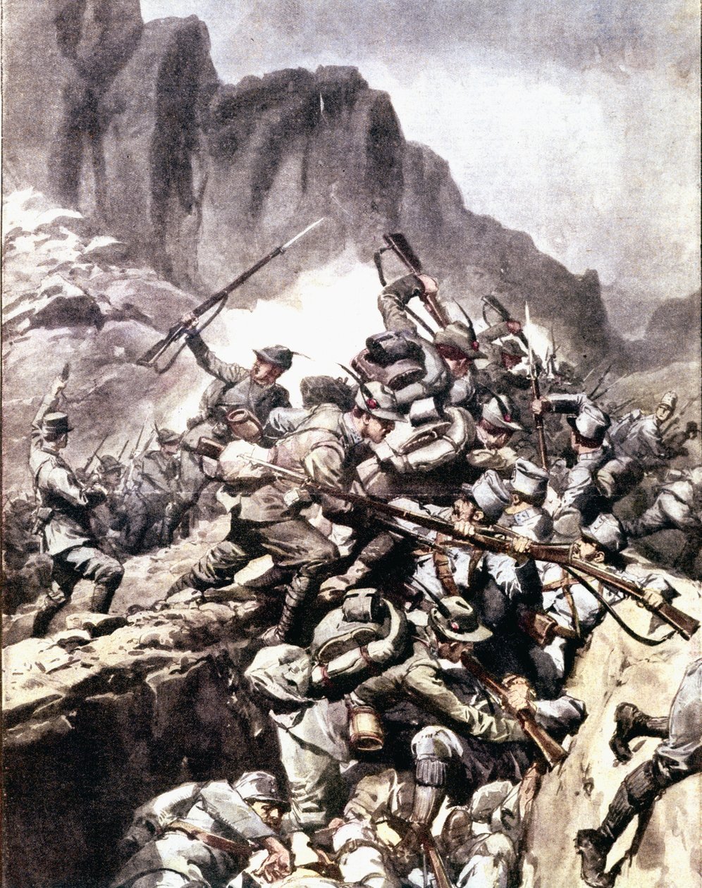 Pierwsza wojna światowa: „”starcia włoskich łowców alpejskich (alpino lub alpini) z żołnierzami armii austro-węgierskiej w Val d