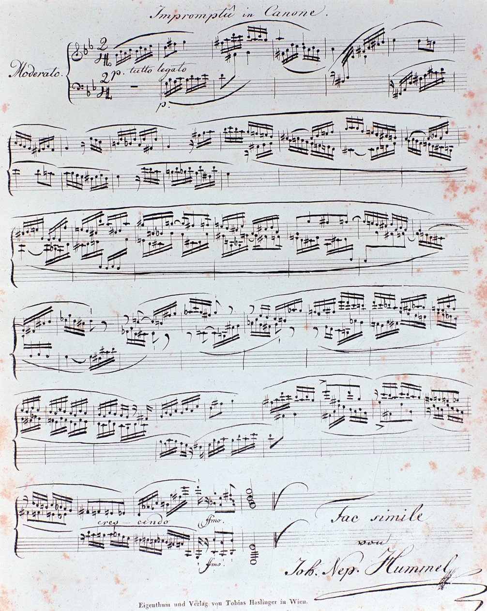 Pierwsza strona metody fortepianowej JN Hummla (XIX w.) autorstwa Anonymous Anonymous