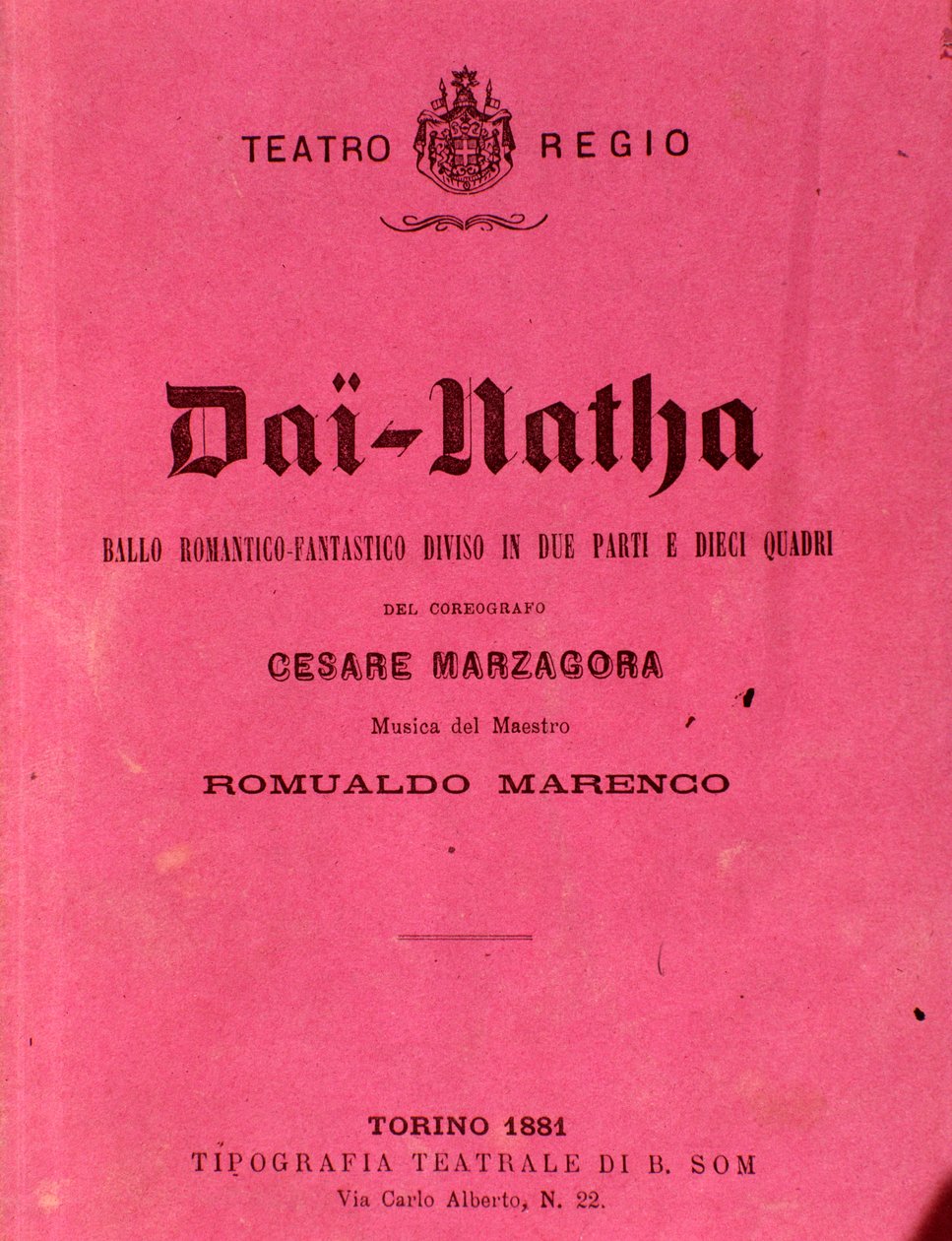 Pierwsza strona nuty Dai-Natha, balet Romualdo Marenco autorstwa Anonymous Anonymous