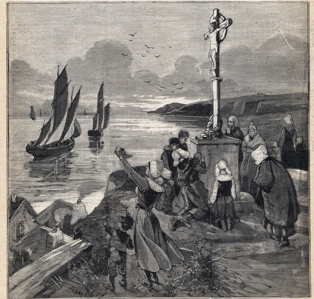 Wędkowanie na Islandii: rybacy opuszczają Bretanię. Grawer w „”Le Petit Parisien”” w dniu 12.03.1893. autorstwa Anonymous Anonymous