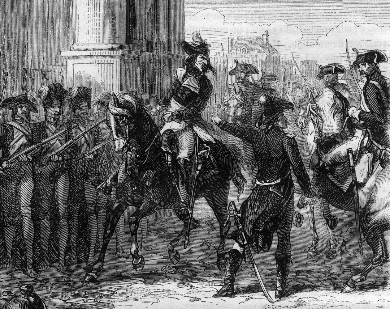 Francois Hanriot (1761-1794), francuski rewolucjonista u drzwi konwencji (9 termidor 1794) - Grawer w „Histoire des Girondins” Alphonse de Lamartine (1790-1869) 1865-1866 - Prywatna kolekcja autorstwa Anonymous Anonymous