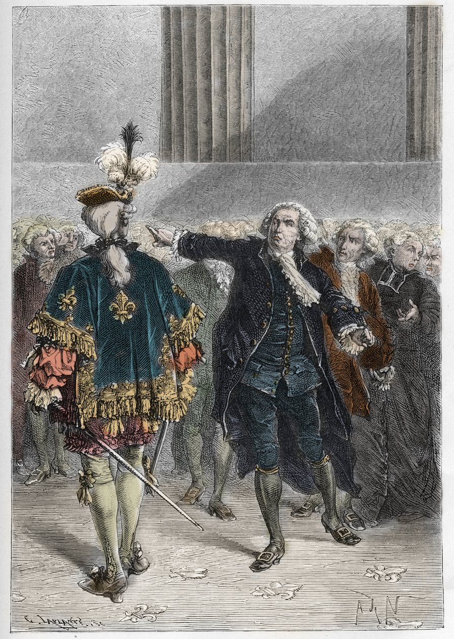 Rewolucja francuska - spotkanie stanów generalnych 23.06.2017: Honore Gabriel (Honore-Gabriel) Riqueti, hrabia Mirabeau (1749-1791) zwracając się do Henri Evrard (Henri-Evrard), markiza Dreux Breze (Dreux-Breze) (1762-1829) - stany generalne w Wersalu autorstwa Anonymous Anonymous