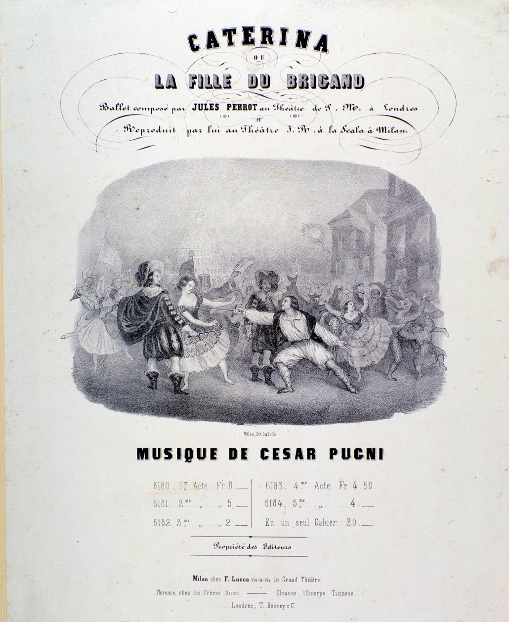 Frontyspis do partytury Catariny lub córki bandyty Pugniego do przedstawienia w Teatro alla Scala (1847) autorstwa Anonymous Anonymous
