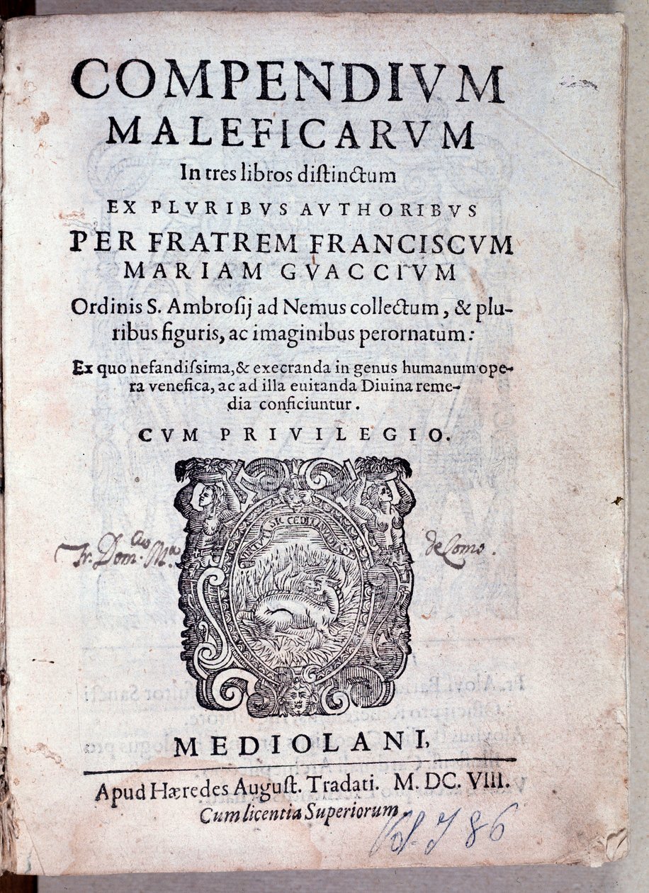 Frontyspis Compendium maleficarum Guazzo o demonologii i czarodziejstwie (grafika) autorstwa Anonymous Anonymous
