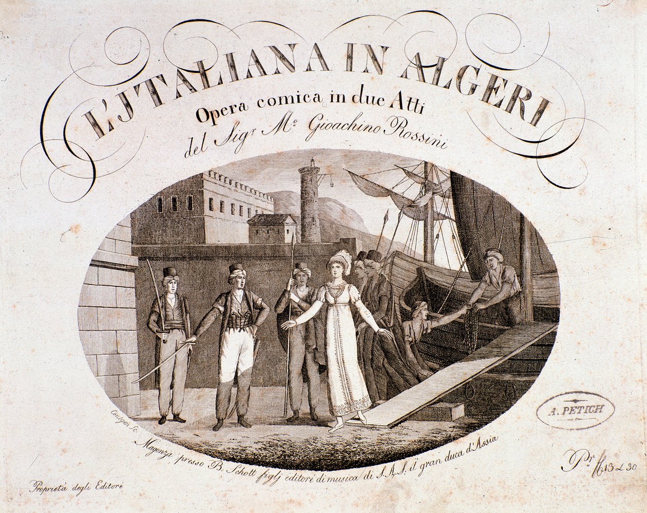 Frontyspis Włoszka w Algierze, opera Gioaccino Rossiniego autorstwa Anonymous Anonymous