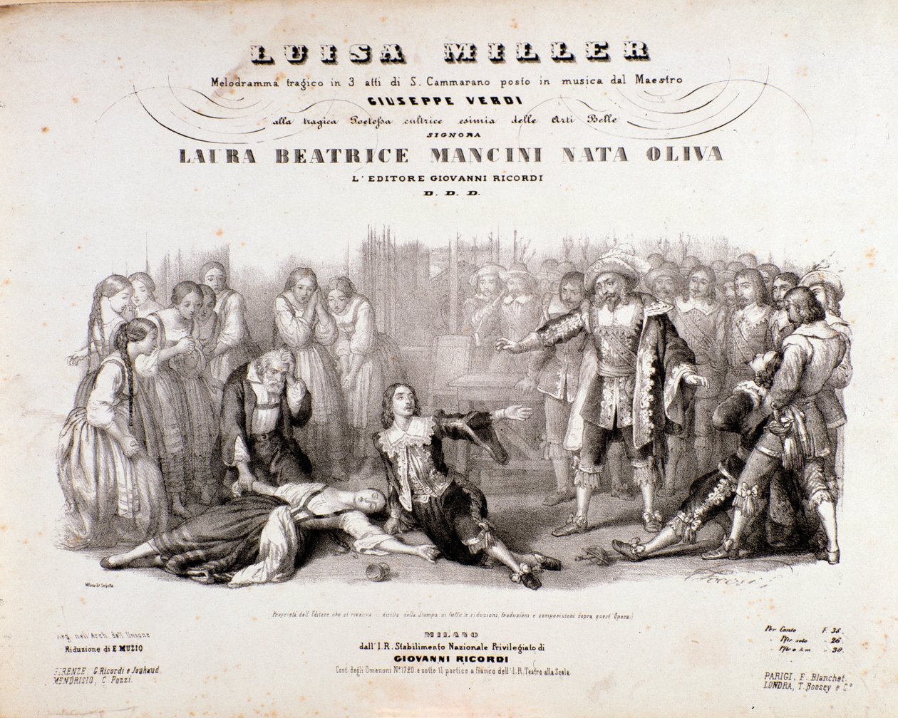 Frontyspis partytury Luisy Miller, opera Giuseppe Verdi autorstwa Anonymous Anonymous