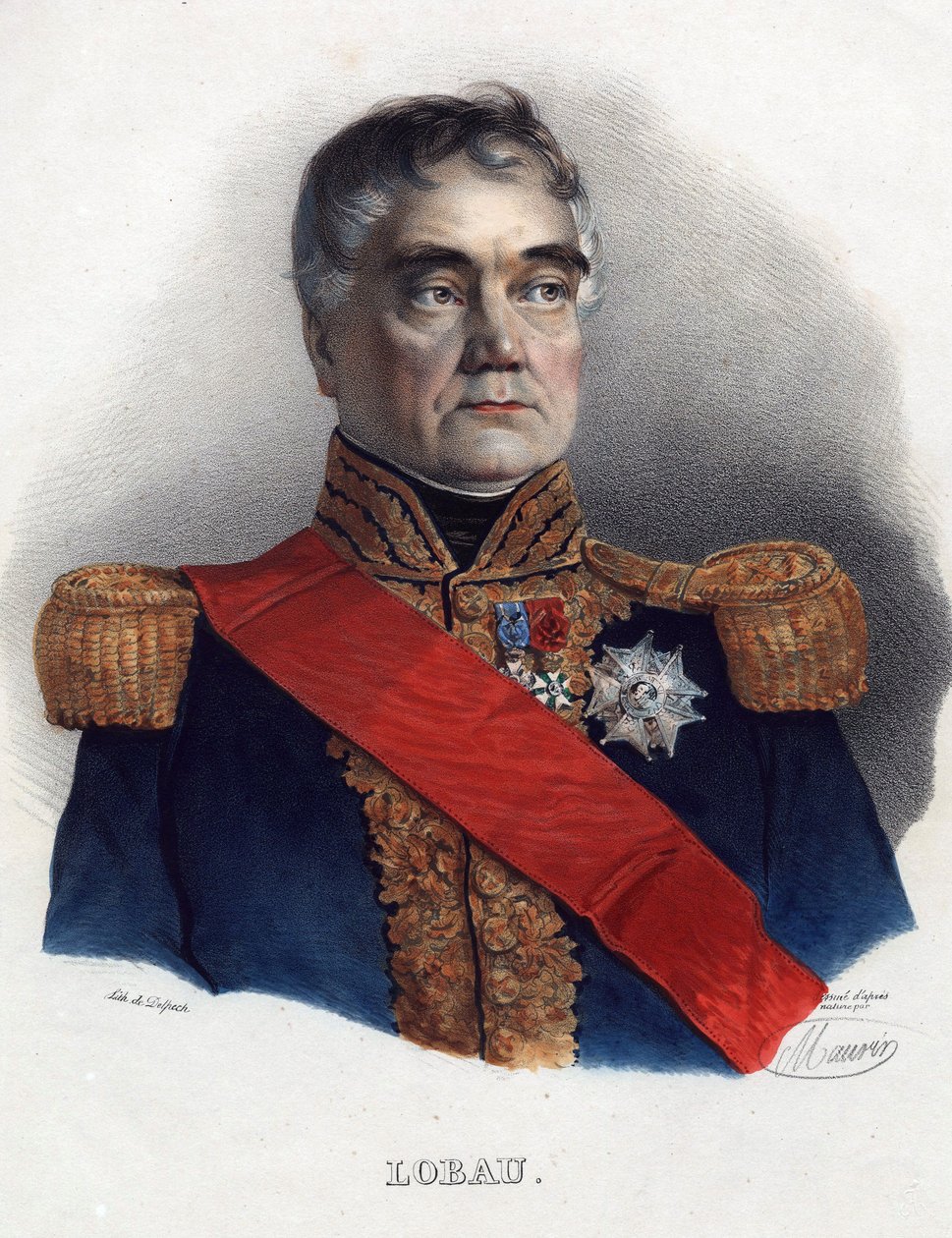 Georges Mouton de Lobau (1770-1838), marszałek Francji - Anonim - 1835 - Litografia, akwarela - 32x24 - Kolekcja prywatna autorstwa Anonymous Anonymous