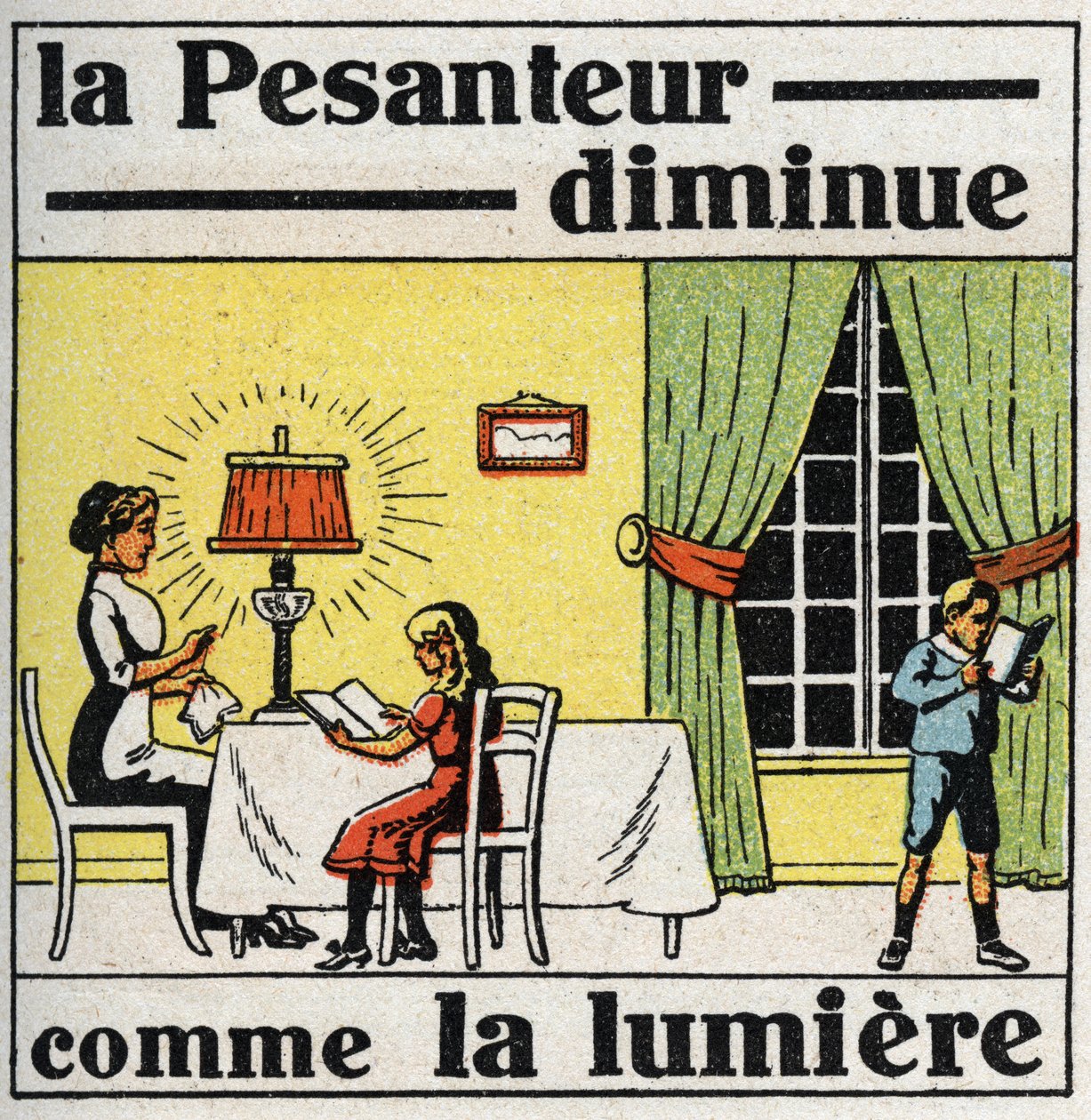 Grawitacja: prawo kwadratu. Grawitacja spada jak światło. Anonimowa ilustracja z 1925 r. Ze zbiorów prywatnych. autorstwa Anonymous Anonymous