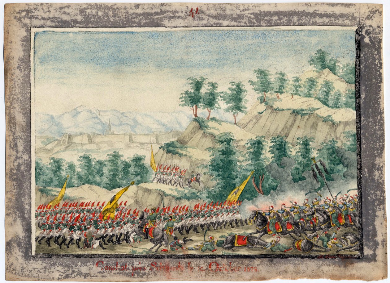 Guerre russo-turque de 1828-1829 - Oblężenie twierdzy Shumen w 1828 - Anonim - 1829 - Akwarela na papierze - 22x30 - Prywatna kolekcja autorstwa Anonymous Anonymous