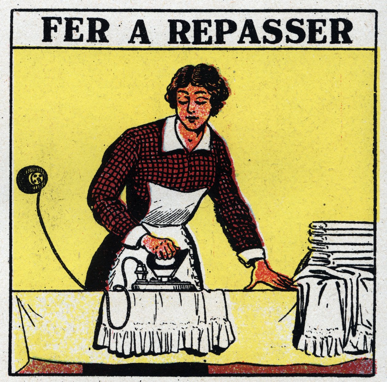 Zastosowania domowe elektryki: żelazko. Anonimowa ilustracja z 1925 r. Ze zbiorów prywatnych. autorstwa Anonymous Anonymous