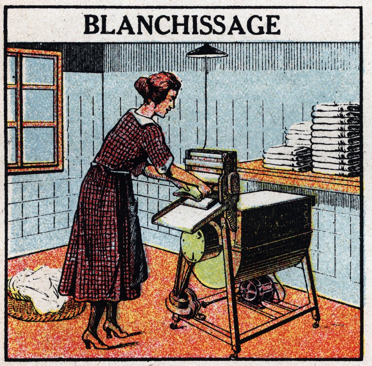 Zastosowania elektryczne w gospodarstwie domowym: wybielanie. Anonimowa ilustracja z 1925 r. Ze zbiorów prywatnych. autorstwa Anonymous Anonymous