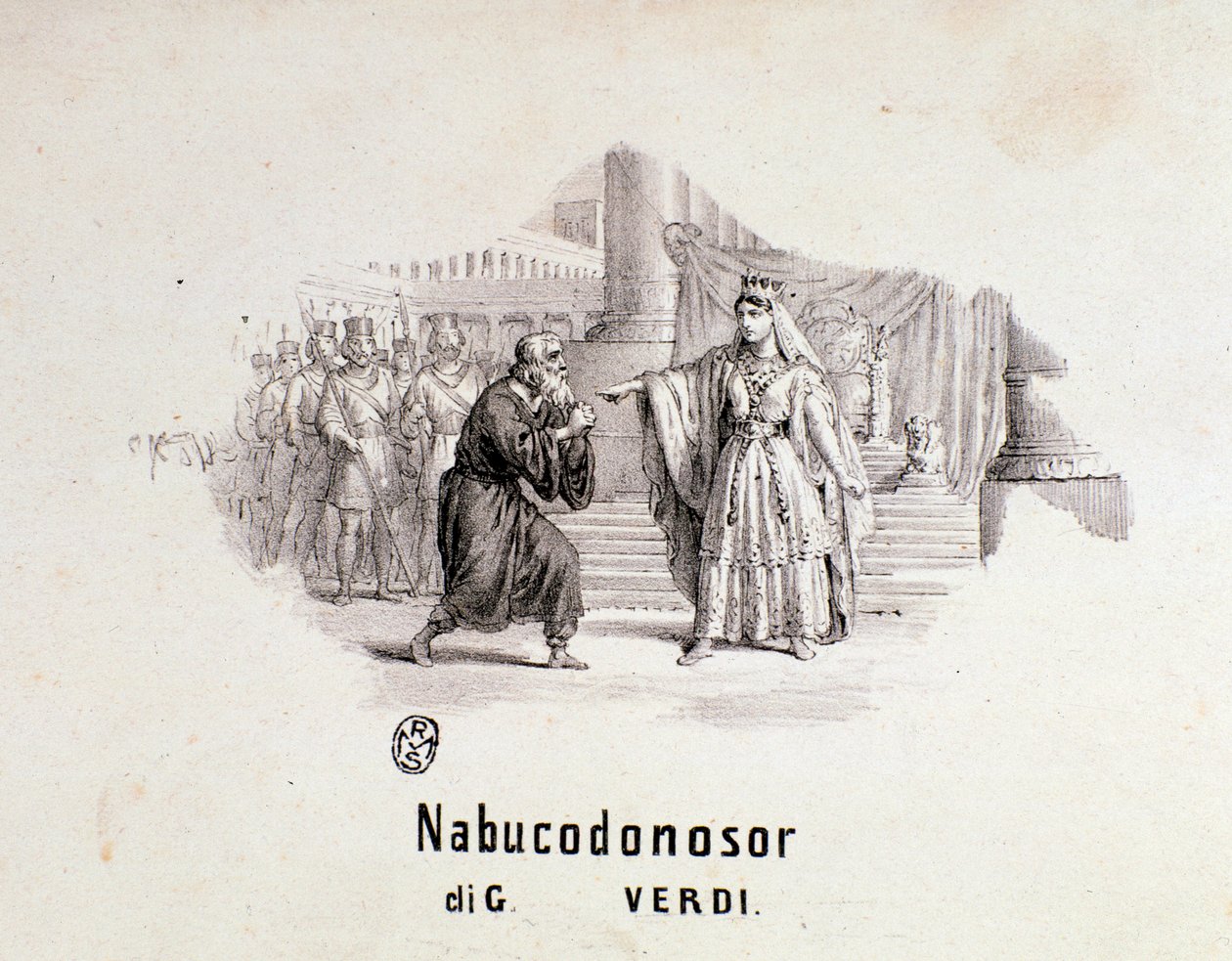 Ilustrowany frontyspis partytury muzycznej opery Nabucco autorstwa Giuseppe Verdi autorstwa Anonymous Anonymous