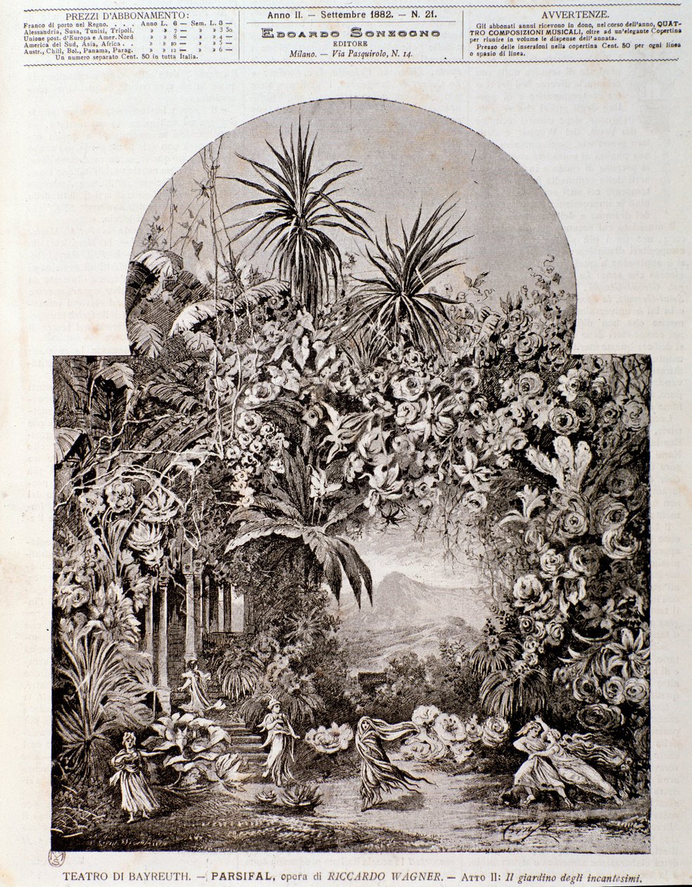 Ilustracja do opery Parsifal Wagnera, reprezentowanej w 1882 roku w teatrze w Bayreuth autorstwa Anonymous Anonymous