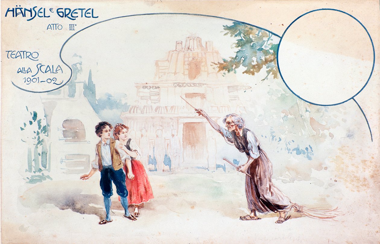 Ilustracja opery Hansel und Gretel Humperdincka podczas spektaklu w teatro alla Scala autorstwa Anonymous Anonymous