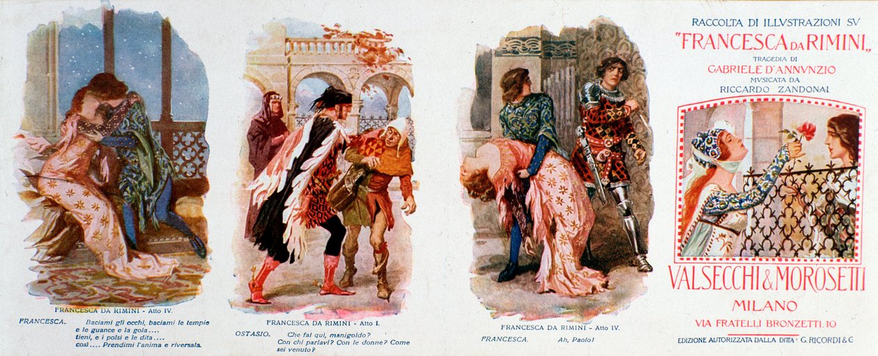 Ilustracje do Franceski da Rimini, dzieło Zandonai autorstwa Anonymous Anonymous
