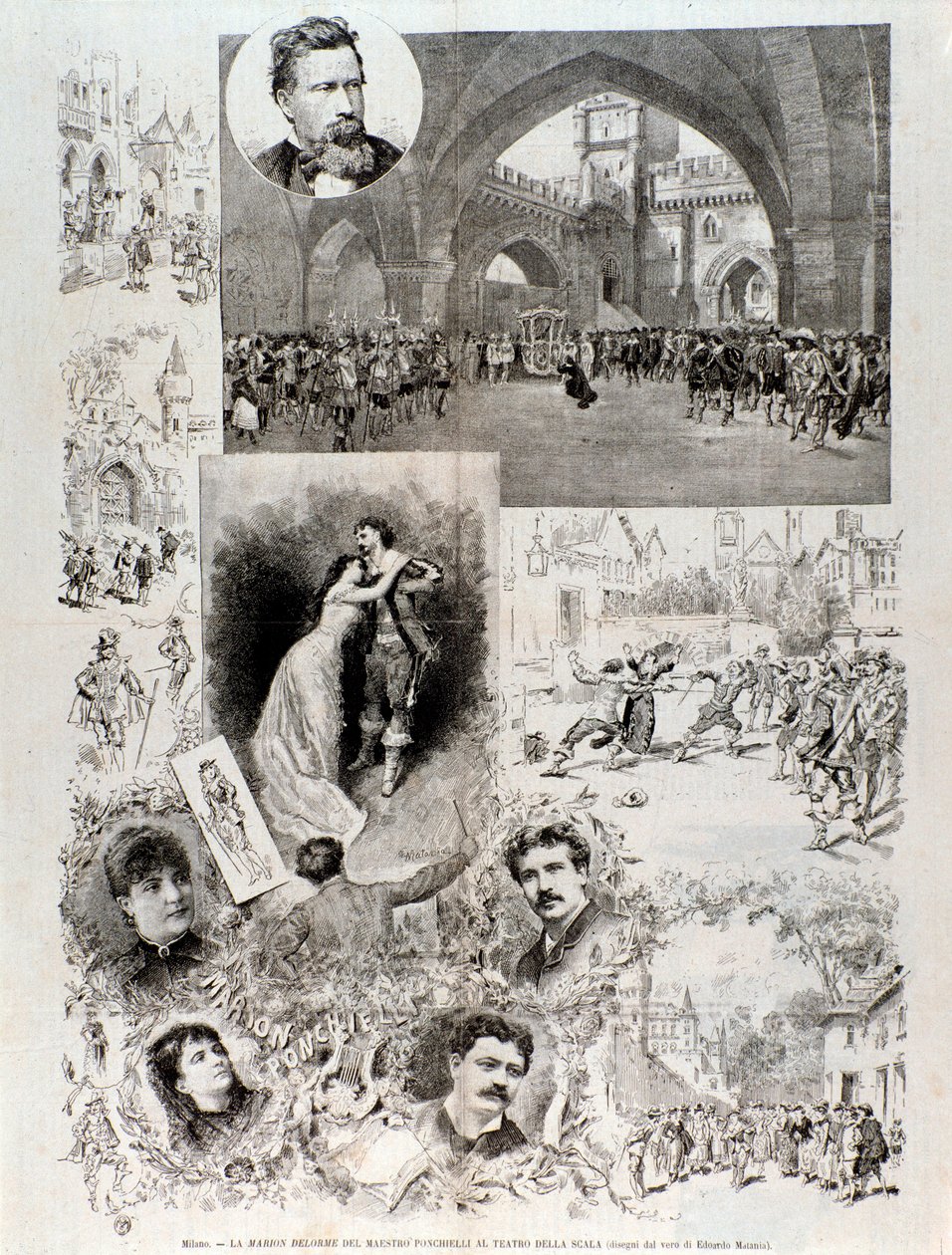 Ilustracje do opery Marion Delorme autorstwa Ponchiellego, w teatro alla Scala autorstwa Anonymous Anonymous
