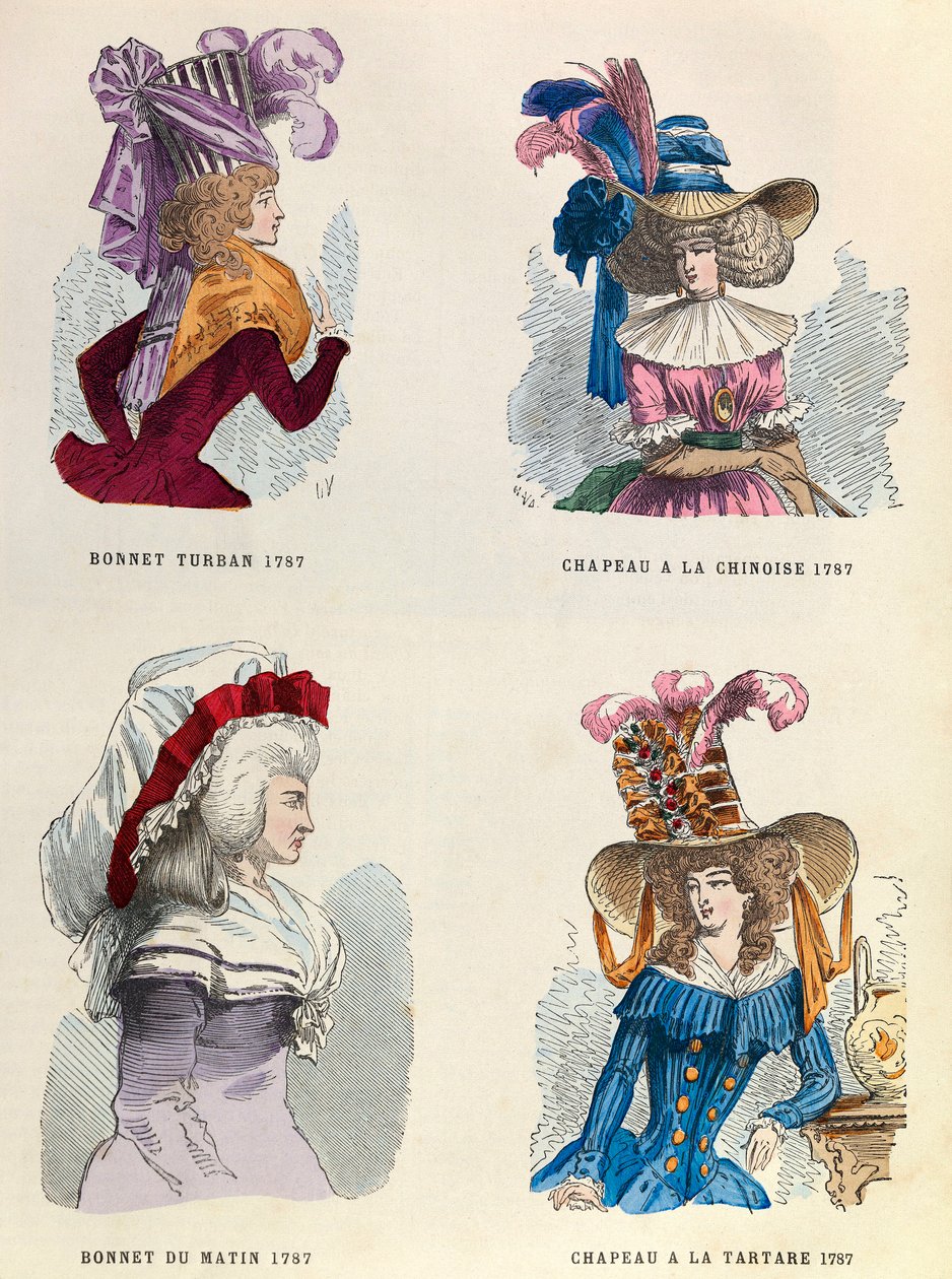 W 1787 turban kapelusz; Poranny kapelusz; Czapka chińska i czapka tatarska - kolekcja prywatna autorstwa Anonymous Anonymous