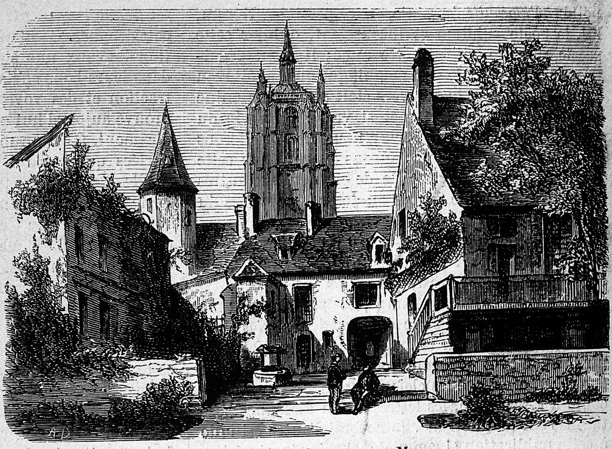 La maison au Mans Paula Scarrona (1610-1660), francuskiego pisarza. rycina z XIX wieku. autorstwa Anonymous Anonymous