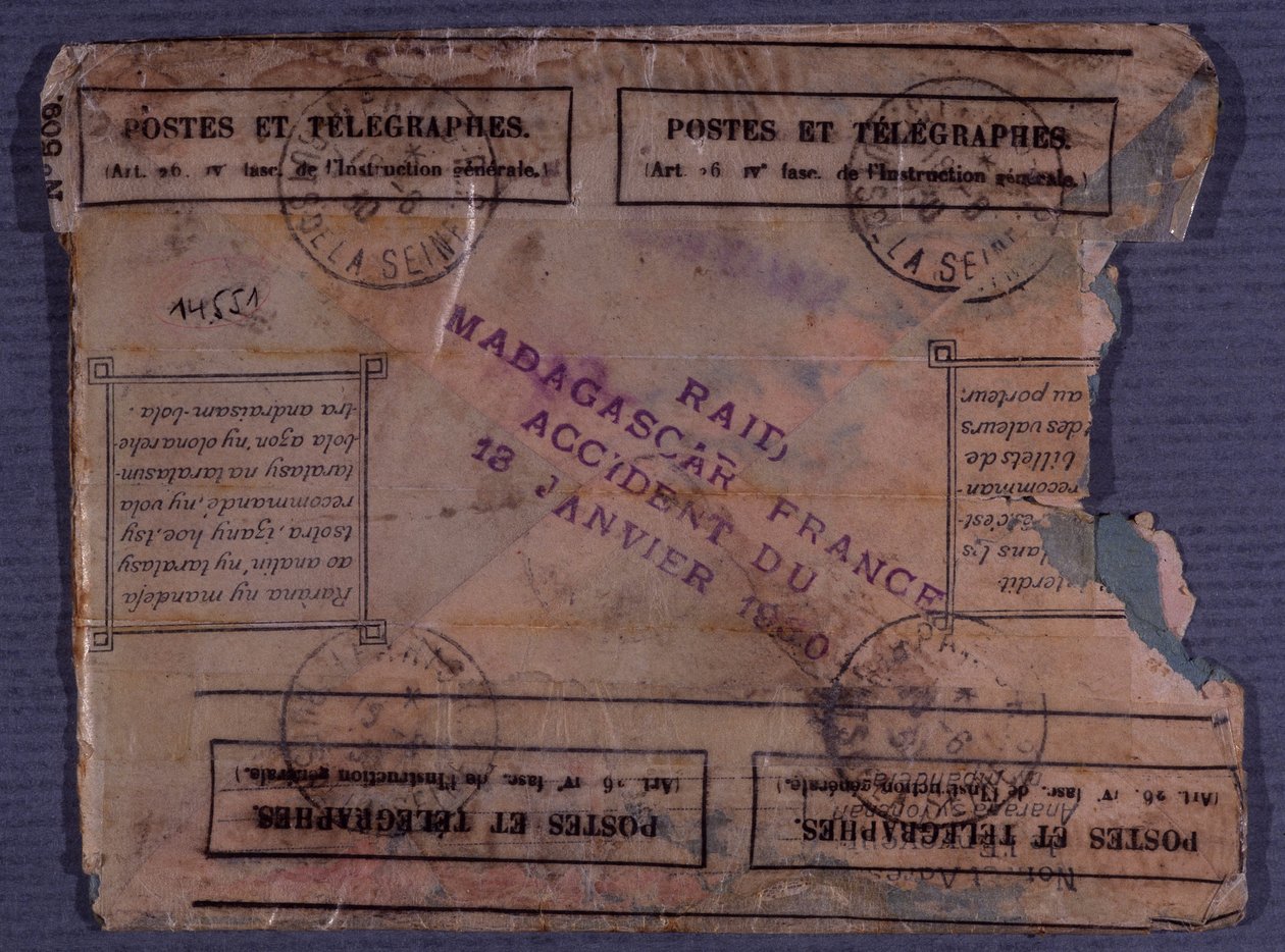 Ostatni list z nalotu Madagaskar-Francja (wypadek z 18 stycznia 1930) autorstwa Anonymous Anonymous