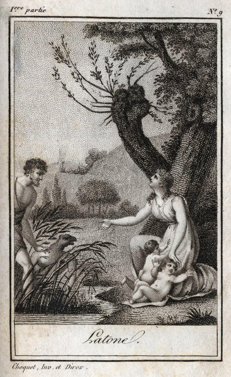 Leto, Letone, Latona, Grawerowanie z 1819 r. w „Listach do Emilie o mitologii” Charlesa Alberta Demoustiera (1760-1801). Prywatna kolekcja. autorstwa Anonymous Anonymous