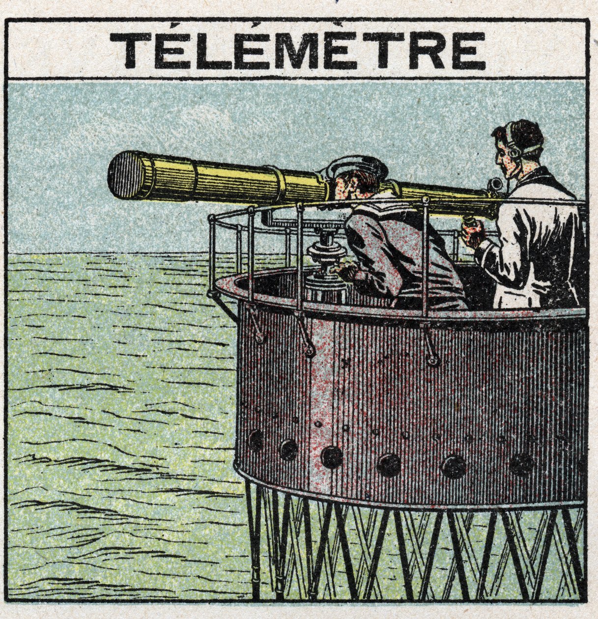 Odbicie światła: telemetr używany do nawigacji. Anonimowa ilustracja z 1925 r. Ze zbiorów prywatnych. autorstwa Anonymous Anonymous