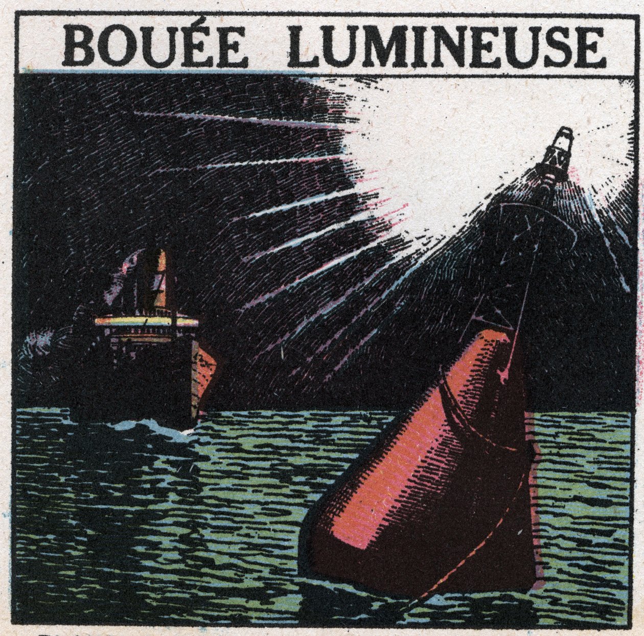 Sygnały świetlne: boja świetlna. Anonimowa ilustracja z 1925 r. Ze zbiorów prywatnych. autorstwa Anonymous Anonymous