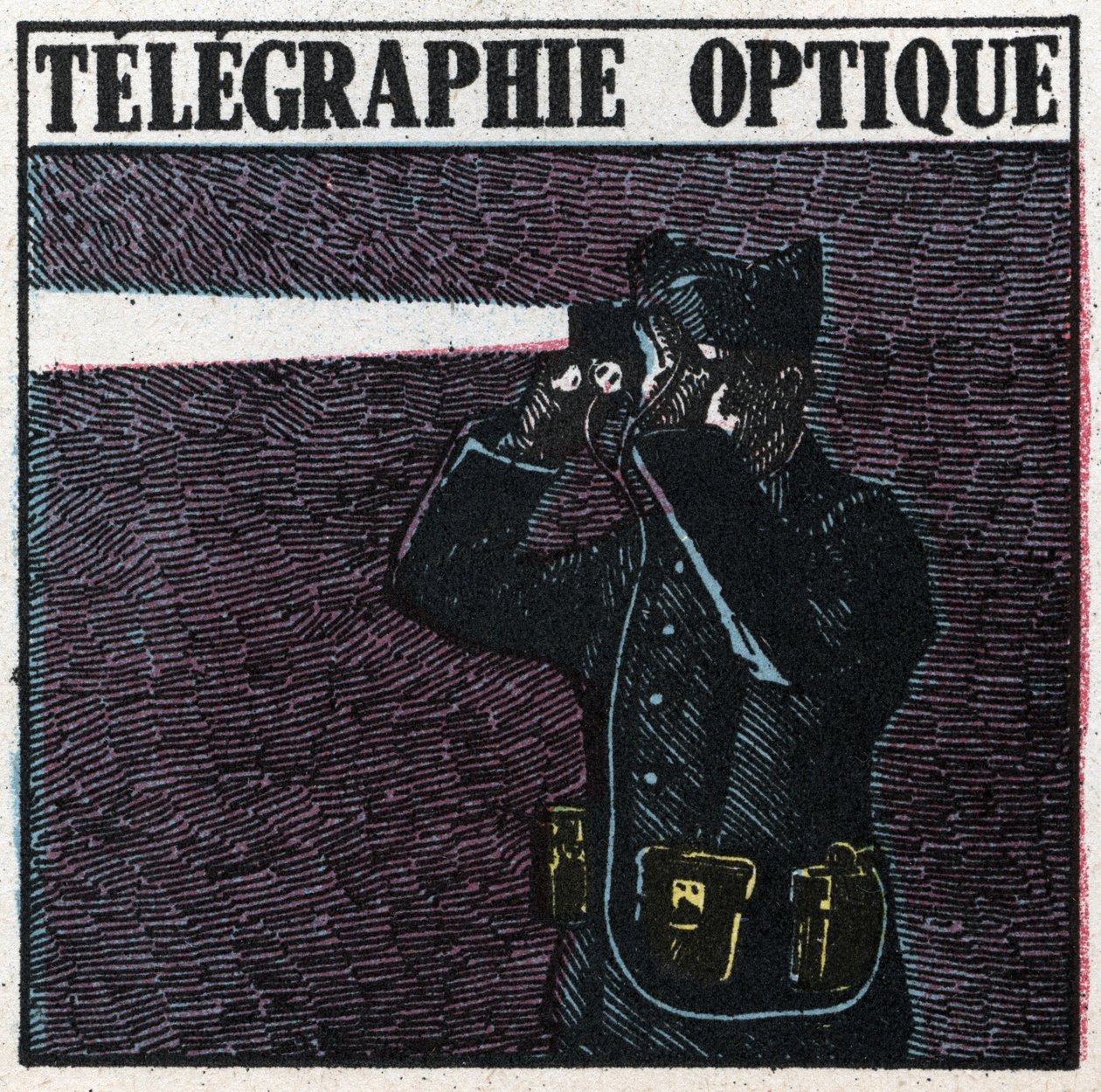 Sygnały świetlne: telegrafia optyczna. Anonimowa ilustracja z 1925 r. Ze zbiorów prywatnych. autorstwa Anonymous Anonymous