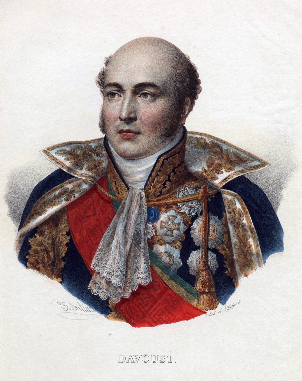 Louis Nicolas (Louis-Nicolas) Davout (1770-1823), Marszałek Francji - Anonim - 1835 - Litografia, akwarela - 32x24 - Kolekcja prywatna autorstwa Anonymous Anonymous