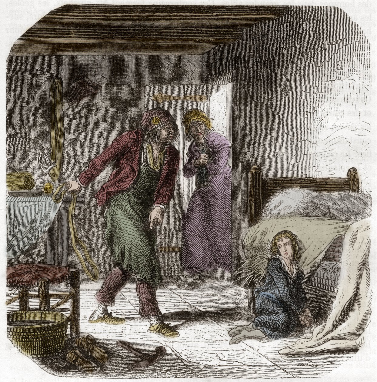 Ludwik XVII (1785-1795) w świątyni, ze swoim geolierem szewcem Antoine Simon - Grawerowanie w „Histoire des Girondins” Alphonse de Lamartine (1790-1869) 1865-1866 - Zbiory prywatne autorstwa Anonymous Anonymous