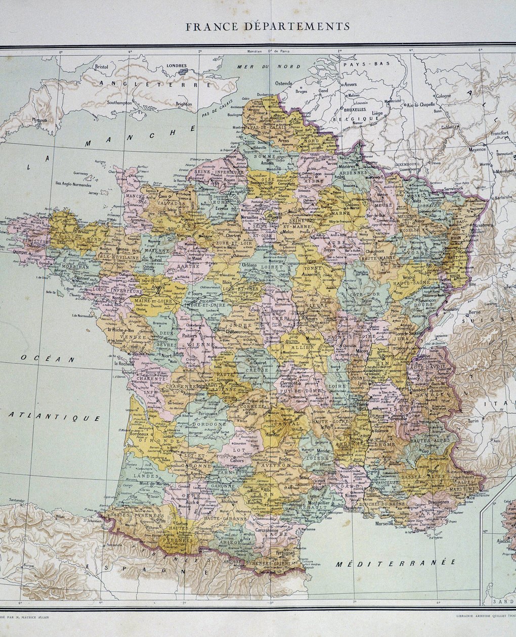 Mapa: Departamenty Francji. Atlas lat 50. XX wieku. autorstwa Anonymous Anonymous