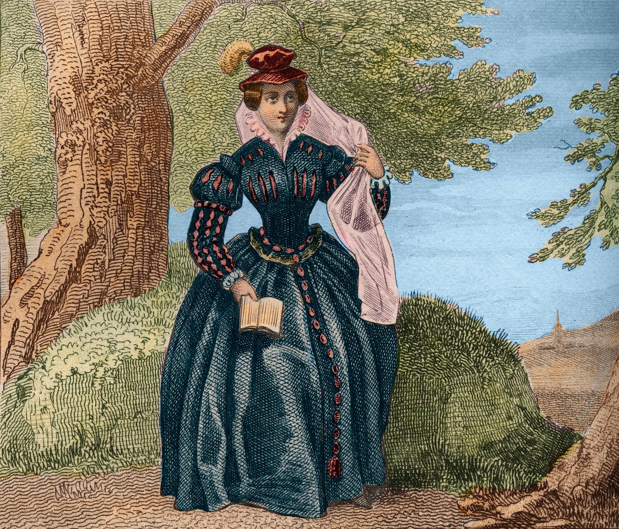 Maria Królowa Szkotów Królowa Maria Stuart (1542-1587) lub Marie Iere ze Szkocji. Grawer z 1859 roku w „Le Monde”. Historia wszystkich narodów od najdawniejszych czasów do współczesności”. przez ME de Lostalot-Bachoue (Lostalot Bachoue). Prywatna kolekcja. autorstwa Anonymous Anonymous