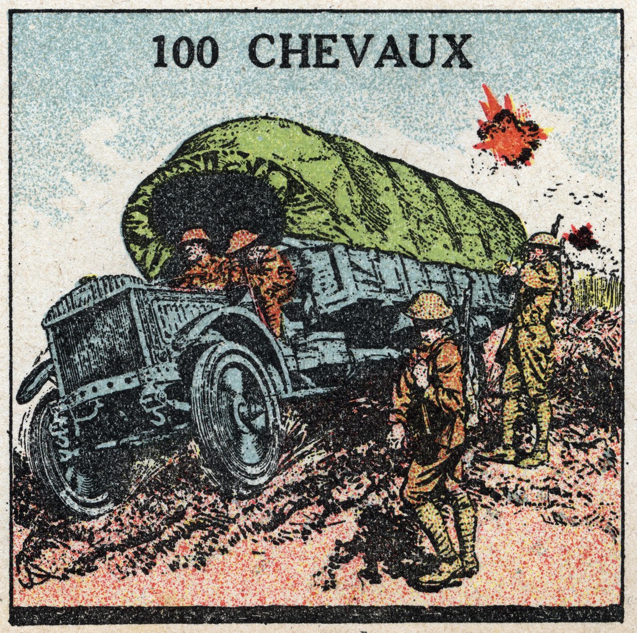 Trakcja mechaniczna: ciężarówka wojskowa do 100 koni mechanicznych. Anonimowa ilustracja z 1925 r. Ze zbiorów prywatnych. autorstwa Anonymous Anonymous