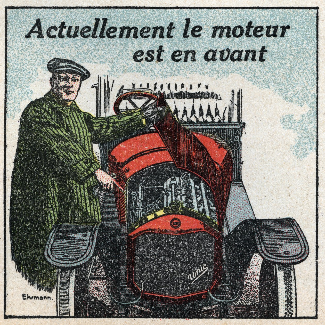 Trakcja mechaniczna: silnik lat dwudziestych przed nami. Anonimowa ilustracja z 1925 r. Ze zbiorów prywatnych. autorstwa Anonymous Anonymous