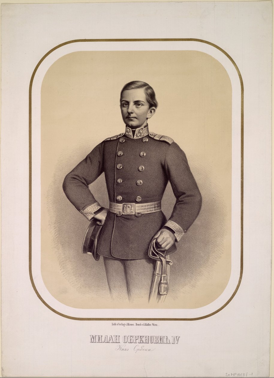 Mediolan I (1854-1901), król Serbii - Anonim - ok. 1869 - Litografia - 47x34 - Kolekcja prywatna autorstwa Anonymous Anonymous