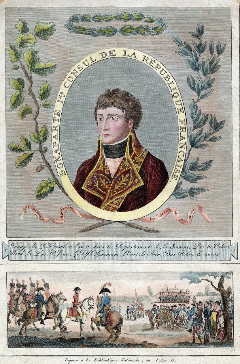 Napoleon Bonaparte jako pierwszy konsul Francji - Anonim - 1802 - Akwaforta, akwarela - 28,1x17,9 - Kolekcja prywatna autorstwa Anonymous Anonymous