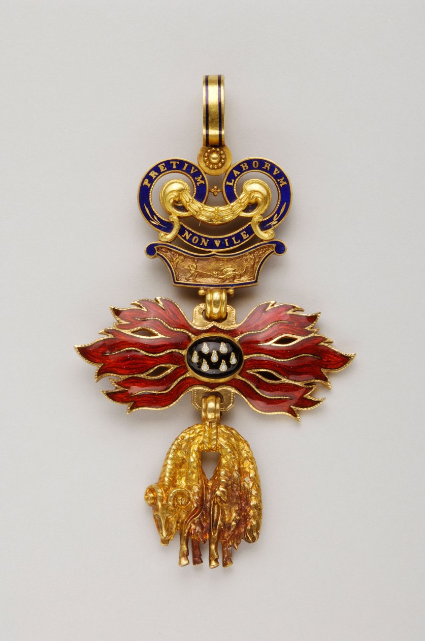 Order Złotego Runa: Austriackie Złote Runo - Odznaka zredukowana - 1850-1900 - Złoto i emale - H 6,2 cm; szer. 4,1 cm; Waga: 20 g - Kolekcja prywatna autorstwa Anonymous Anonymous