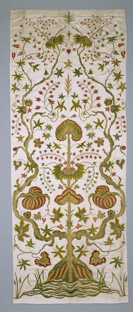 Panel z zestawu pościeli, ok. 1705-25 (jedwab, złota nić i haft) autorstwa Anonymous Anonymous