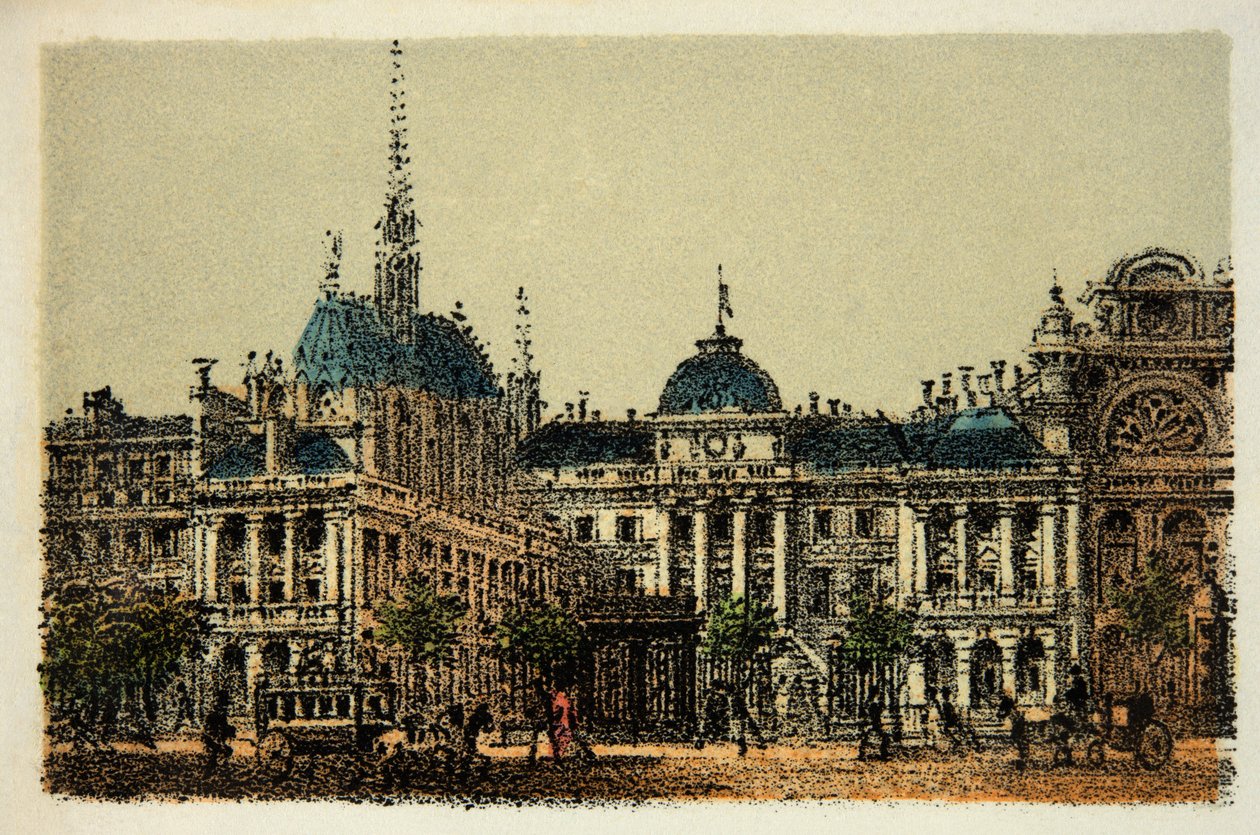 Paryż 1874: Pałac Sprawiedliwości i Sainte Chapelle, kolekcja prywatna autorstwa Anonymous Anonymous