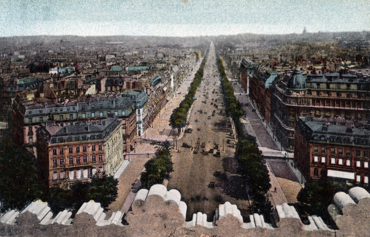 Paryż: widok na Avenue des Champs Elysees (Pola Elizejskie) z Łuku Triumfalnego, Place de l